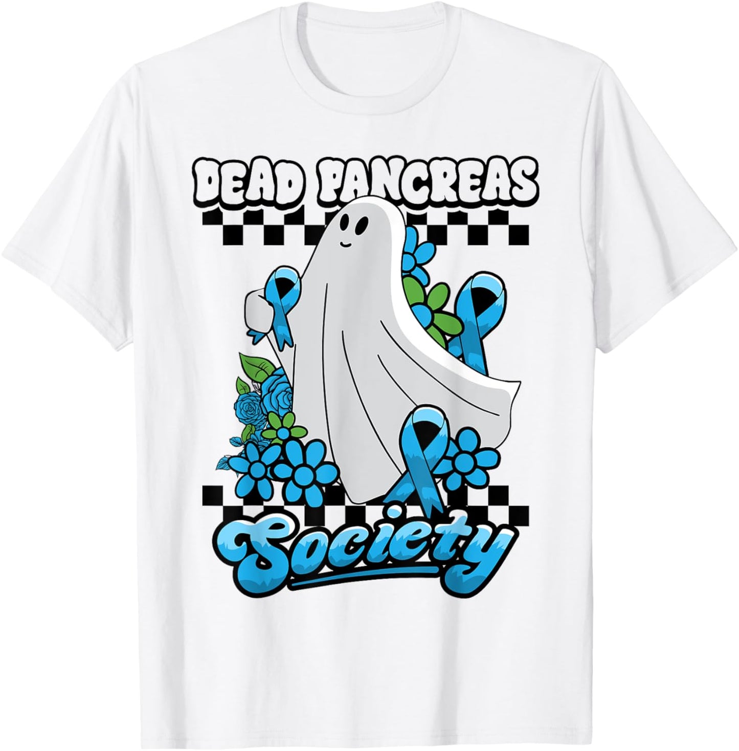Diabetes Awareness Dead Pancreas Society Ghost Halloween T-Shirt - T-Shirt | White