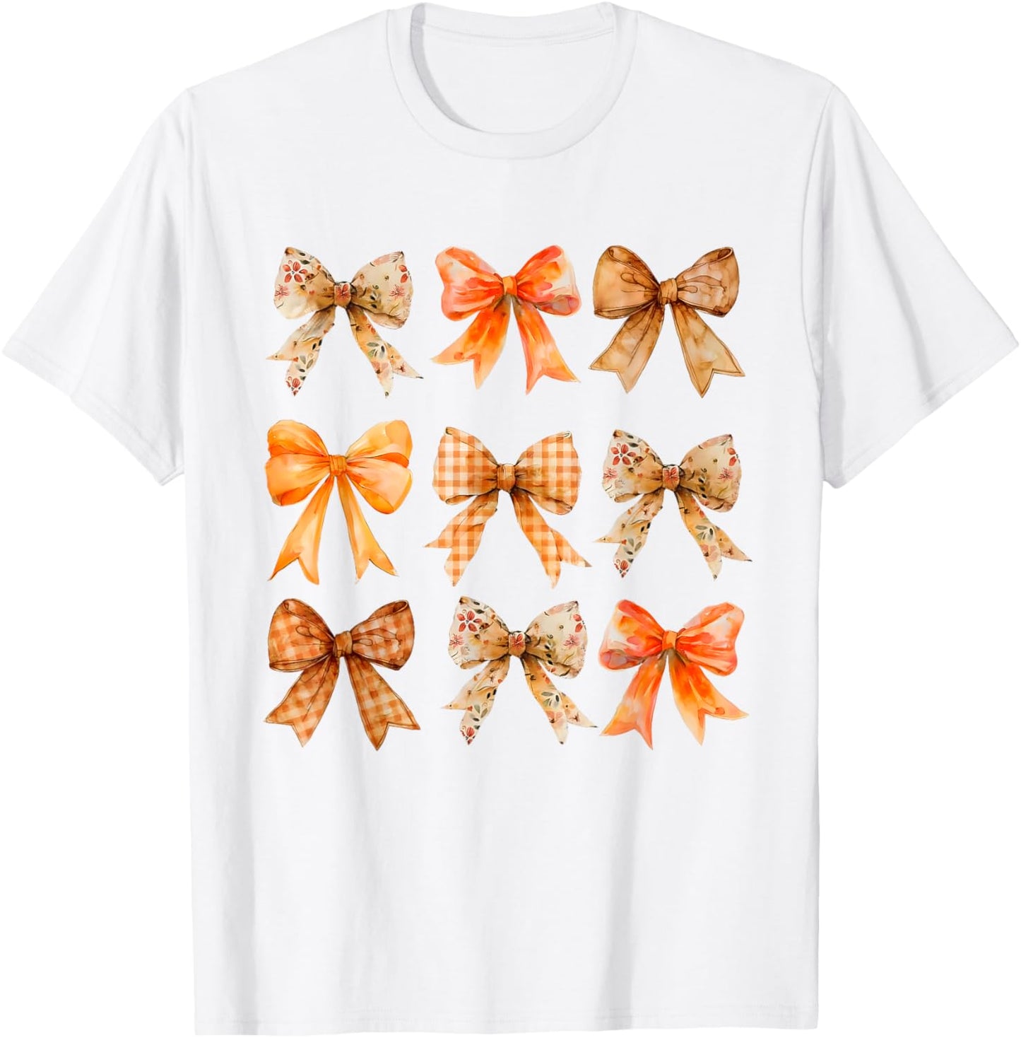Fall Coquette Bow Vintage Fall Pumpkin Thanksgiving Women T-Shirt - T-Shirt | White