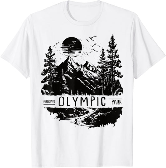 US Olympic National Park Shirts & More Retro Olympic National Park US Vintage Olympic Men's Grey Small Short Sleeve T-Shirt - T-Shirt | White