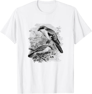 Shrike Bird Print T-Shirt - T-Shirt | White