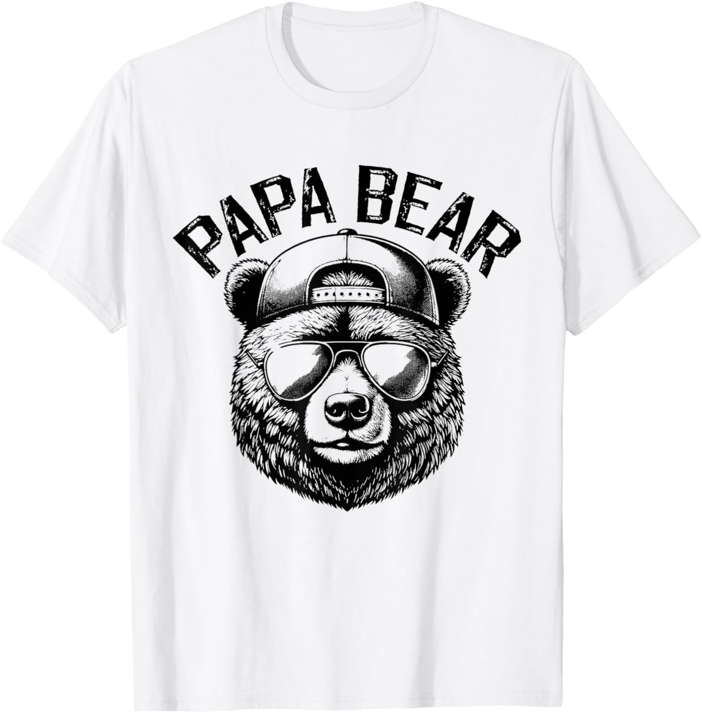 Papa Bear Face Grizzly Fathers Day Bear Lover T-Shirt - T-Shirt | White