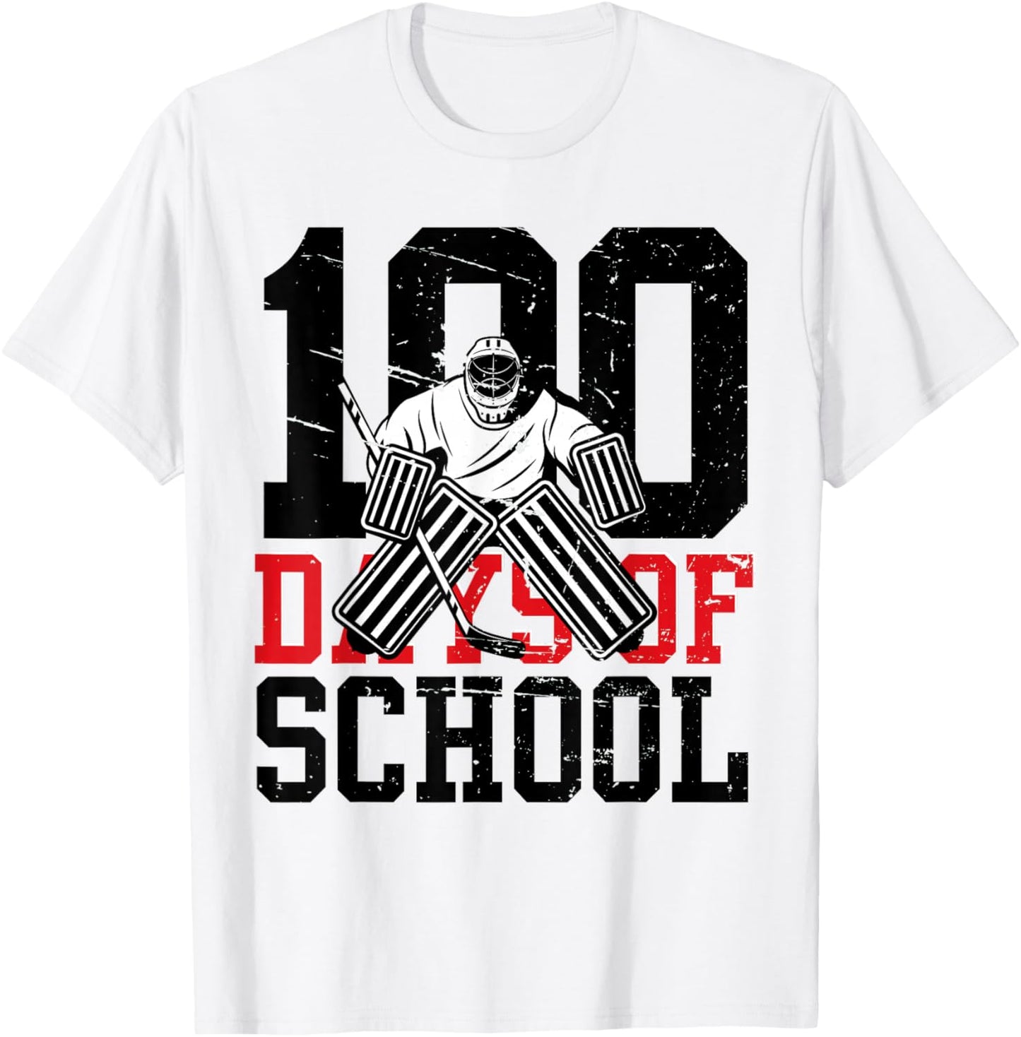 100 Days Of School Ice Hockey Sport Student Teacher T-Shirt - T-Shirt | White