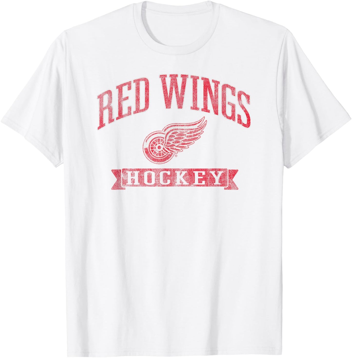 Detroit Red Wings Vintage Hockey Gray Officially Licensed T-Shirt - T-Shirt | White