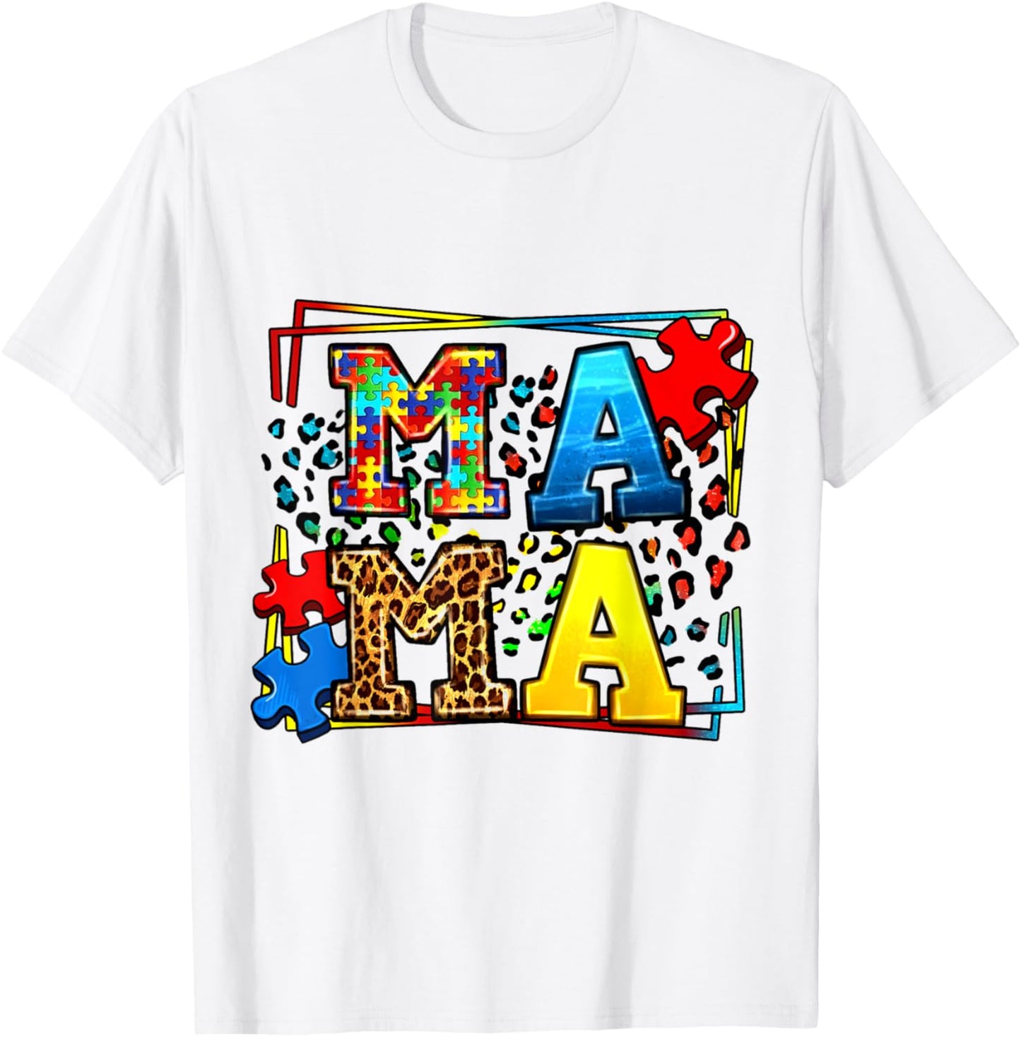 Mama Autism Funny Mom Christmas Mother Day T-Shirt - T-Shirt | White