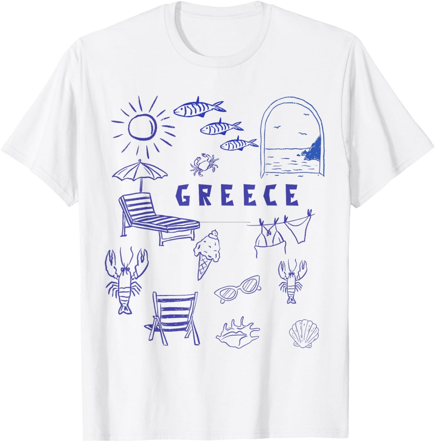 Greek Souvenir Kids Famous Icons from Greece Boys Girls T-Shirt - T-Shirt | White