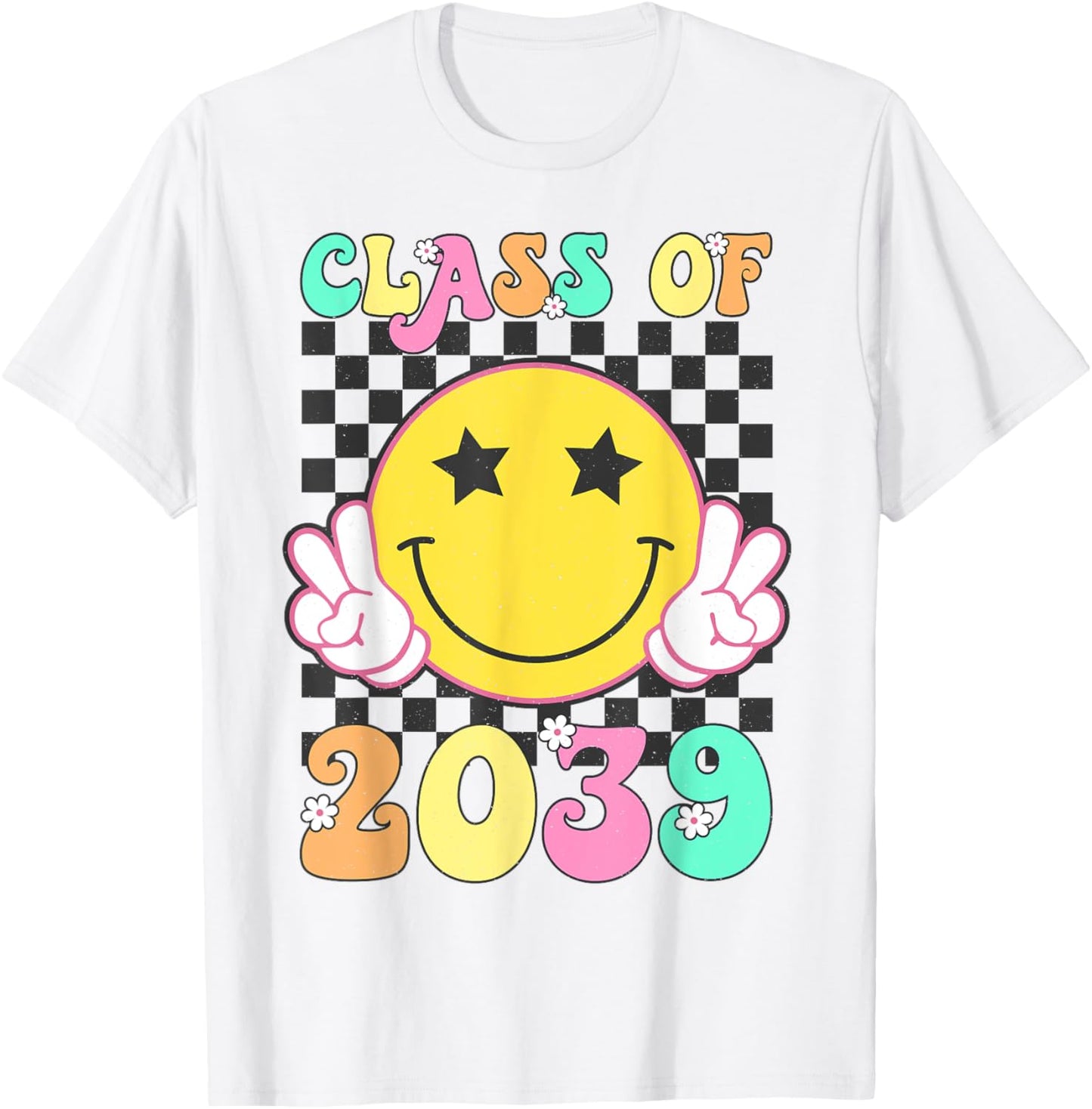 Retro Class of 2039 Grow With Me Back to School Kindergarten T-Shirt - T-Shirt | White