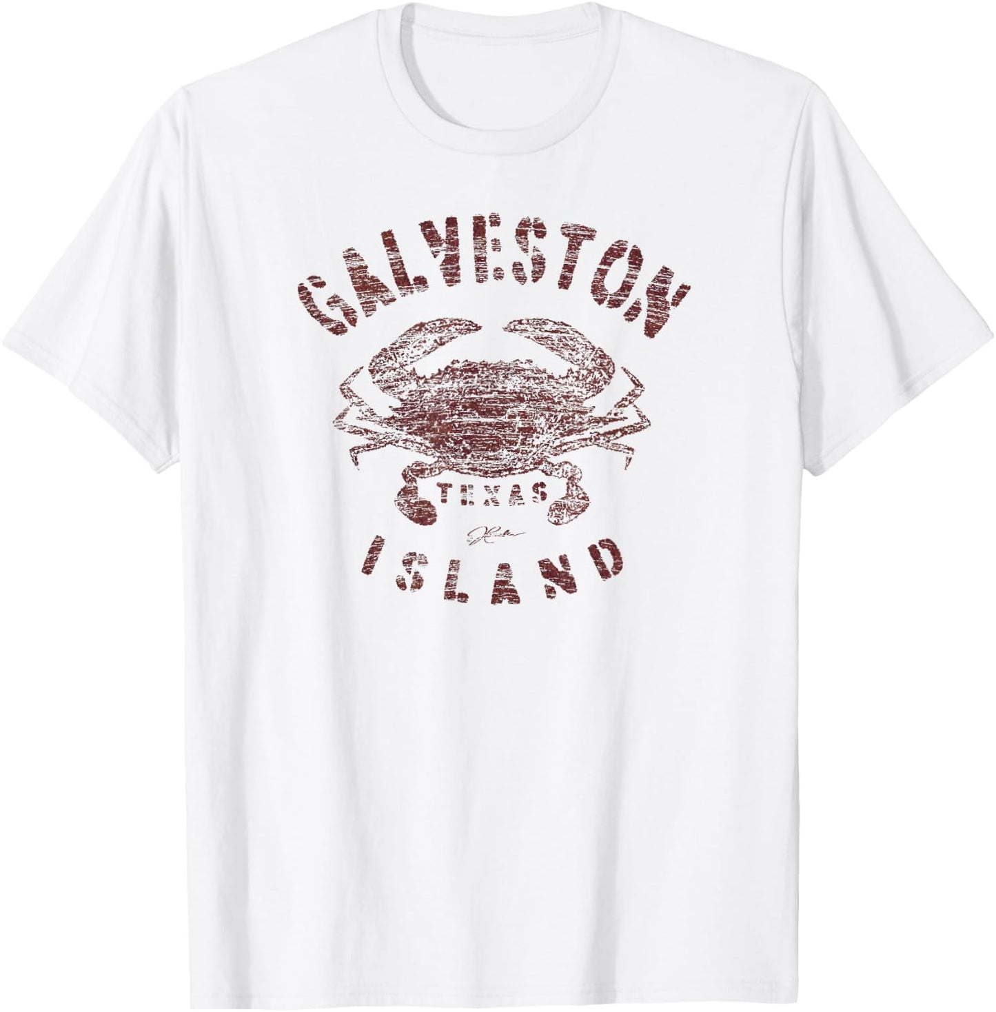 JCombs: Galveston Island, TX, Blue Crab (Distressed) T-Shirt - T-Shirt | White