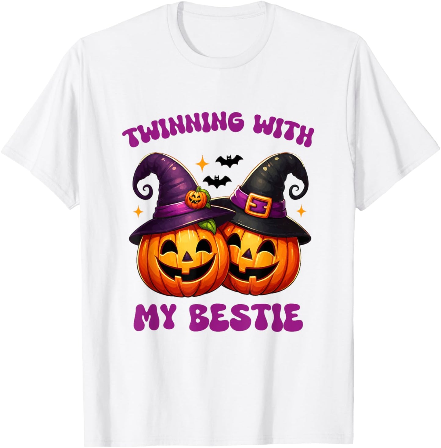 Twinning With My Bestie Halloween Pumpkin And Men T-Shirt - T-Shirt | White