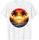Vintage Beach Sunset Palm Tree 70s 80s Summer Vacation Retro T-Shirt - T-Shirt | White