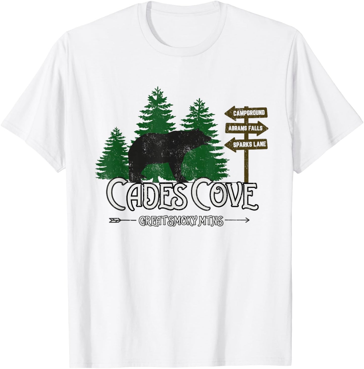 Cades Cove Black Bear Road Sign T-Shirt - T-Shirt | White