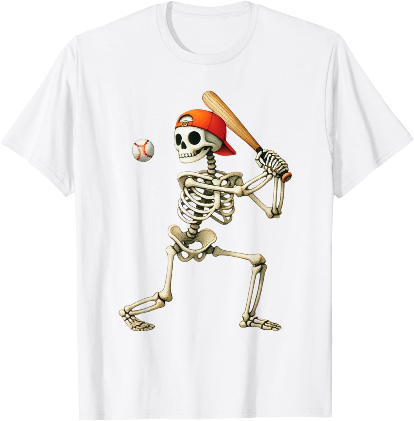Skeleton Baseball Halloween Costume Funny Men Boys Kids T-Shirt - T-Shirt | White
