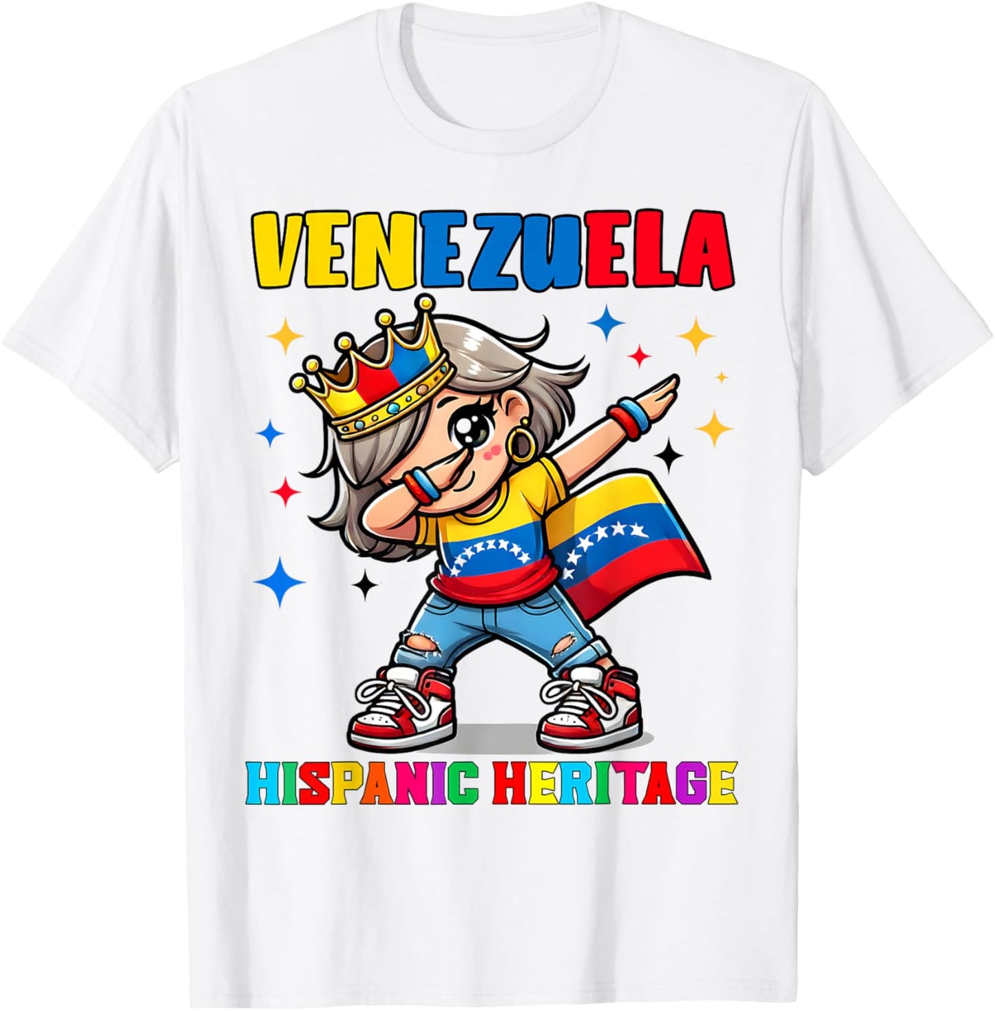 Venezuela Dabbing Girl Hispanic Heritage Celebration for Kid T-Shirt - T-Shirt | White