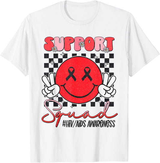 Aids Support Smile Face World Aids Day Hiv Aids Awareness T-Shirt - T-Shirt | White