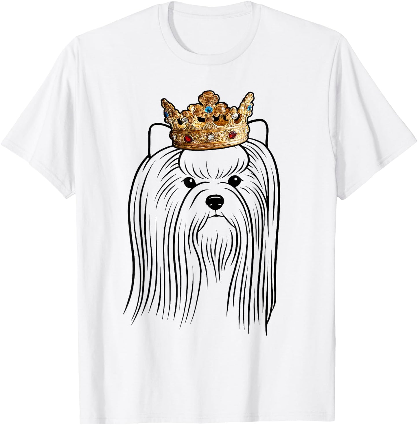 Biewer Terrier Dog Wearing Crown Men Women Girls Kids T-Shirt - T-Shirt | White