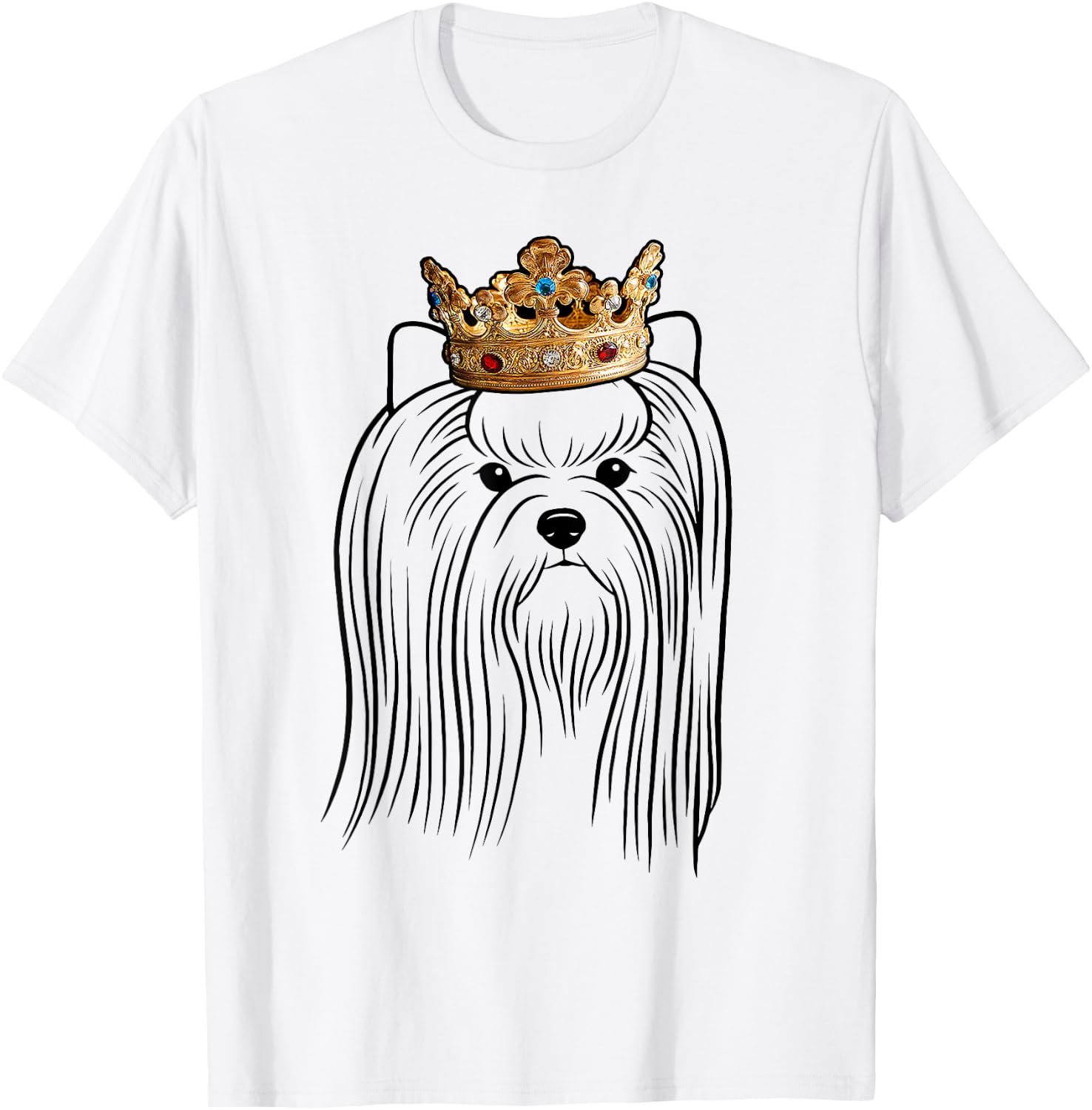 Biewer Terrier Dog Wearing Crown Men Women Girls Kids T-Shirt - T-Shirt | White