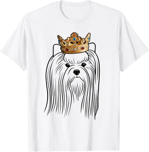 Biewer Terrier Dog Wearing Crown Men Women Girls Kids T-Shirt - T-Shirt | White