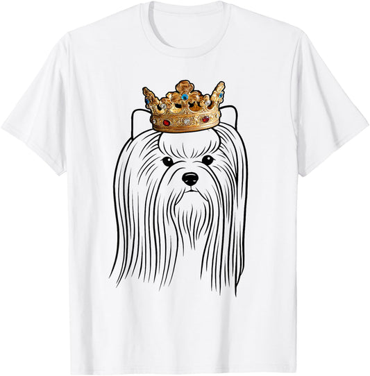 Biewer Terrier Dog Wearing Crown Men Women Girls Kids T-Shirt - T-Shirt | White