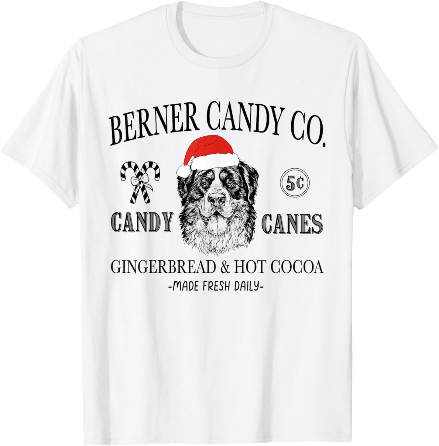 Funny Santa Bernese Mountain Dog Christmas Vintage Holiday T-Shirt - T-Shirt | White
