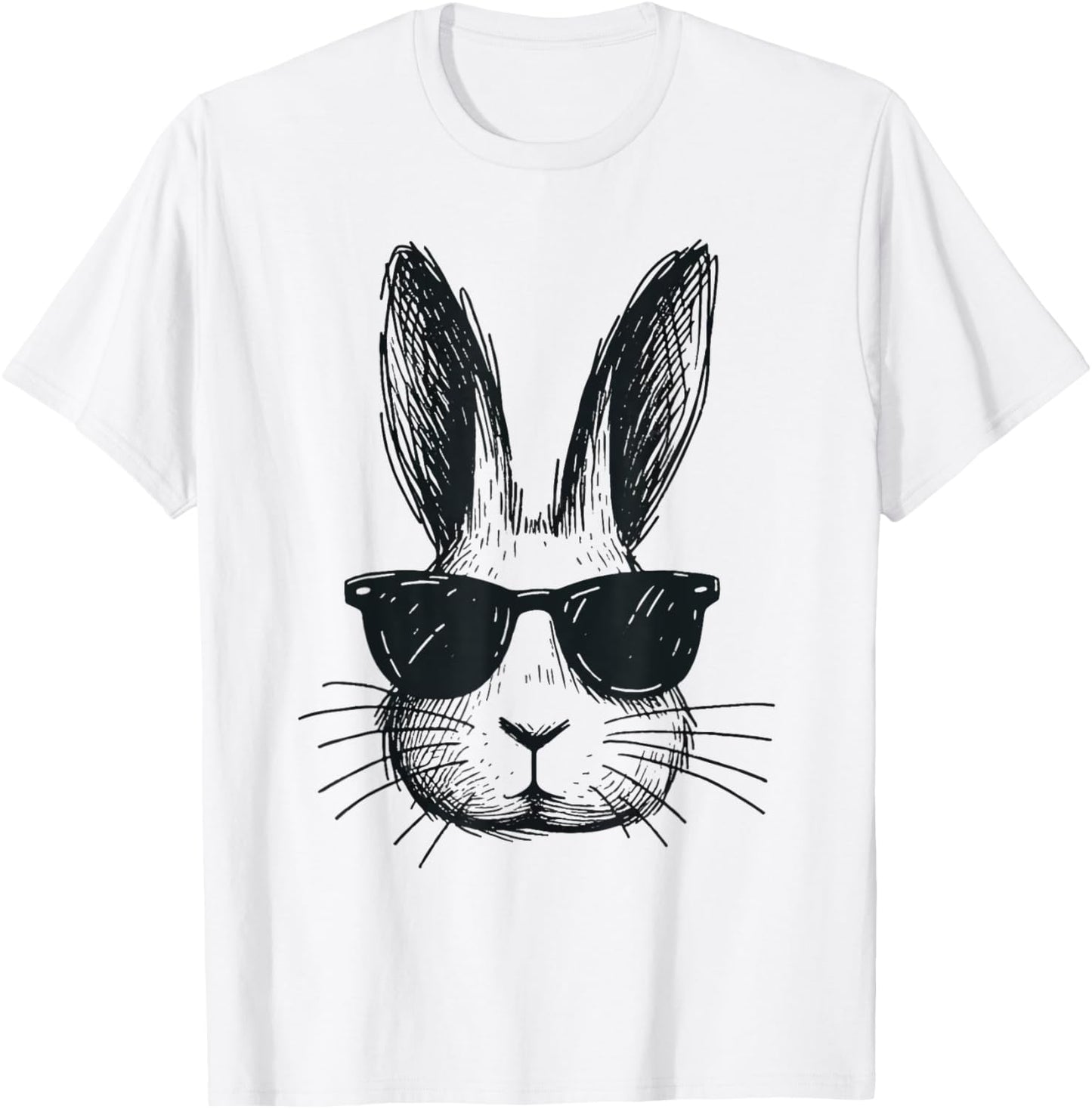 Bunny Face With Sunglasses Easter Day For Boys Men Kids T-Shirt - T-Shirt | White