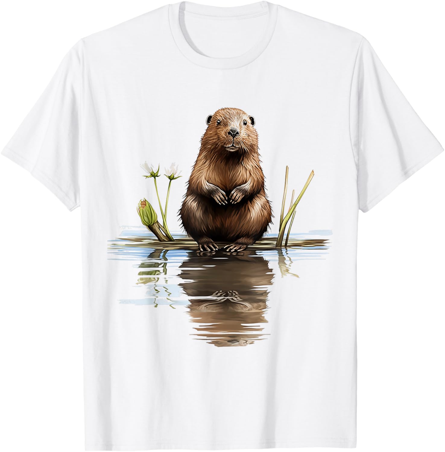 Beaver Lover Animal Art Illustration Graphic Beaver T-Shirt - T-Shirt | White