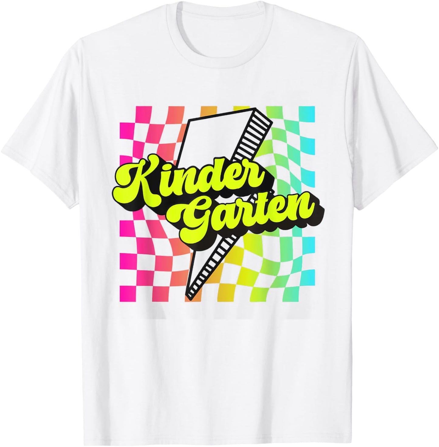 Retro Kindergarten Lightning Bolt Elementary Back To School T-Shirt - T-Shirt | White