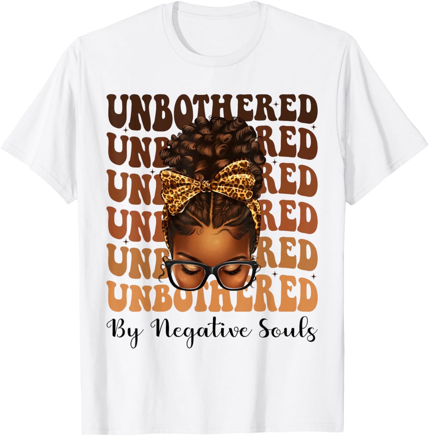 Unbothered Afro Woman Messy Bun African American Black Queen T-Shirt - T-Shirt | White