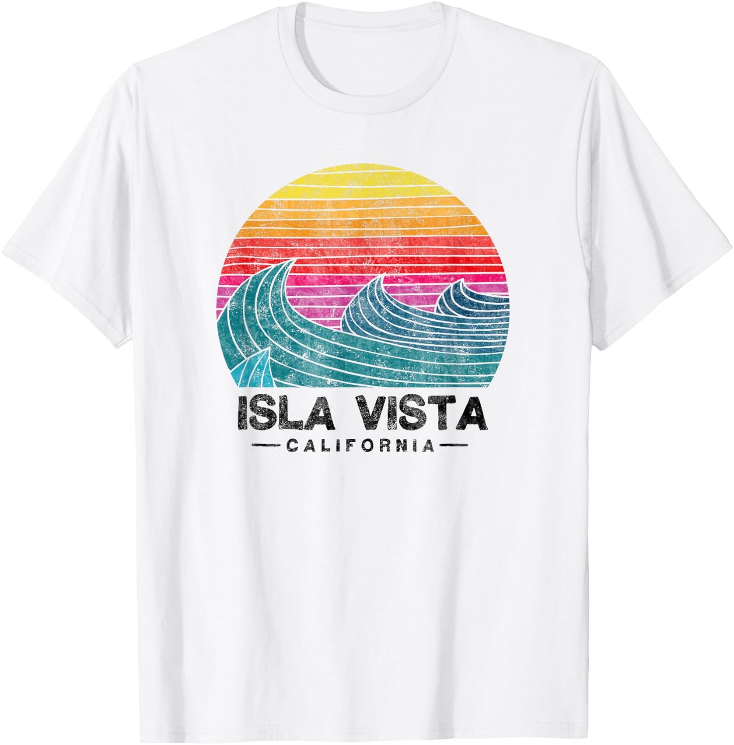 Isla Vista Surfing Waves Beach Retro California Sunset Surf T-Shirt - T-Shirt | White