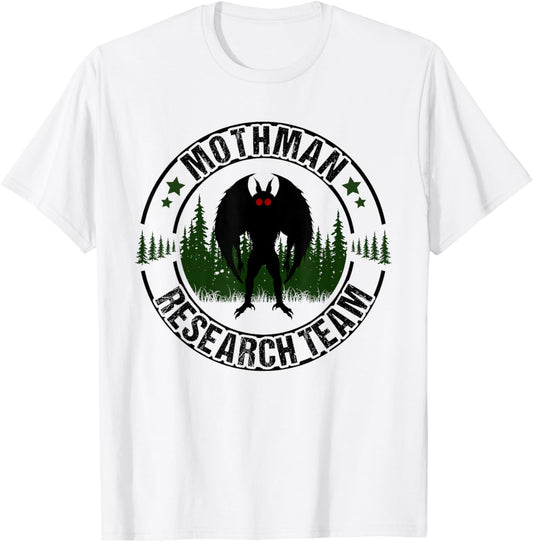 Mothman Research Team Men Women Kids Moth Man Search Cryptid T-Shirt - T-Shirt | White