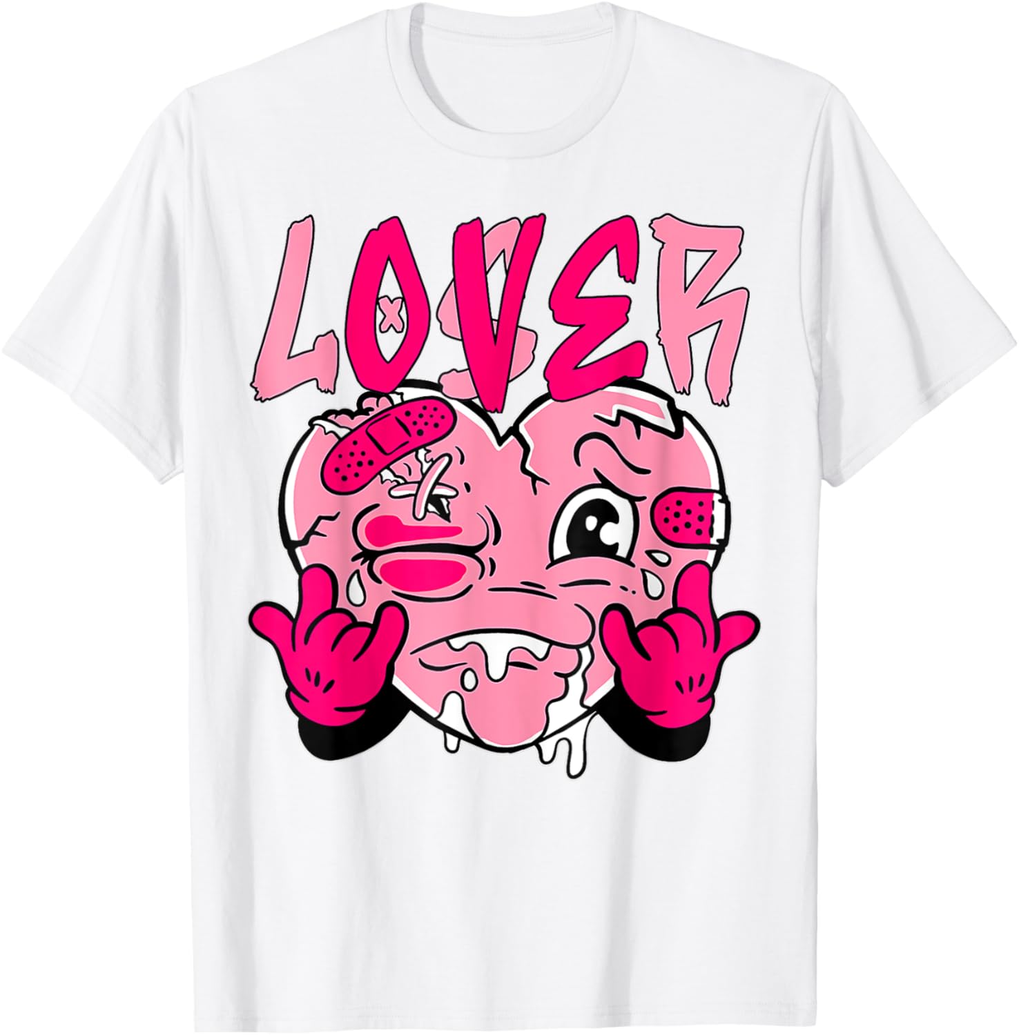 Pink Loser Lover Pink Drip Heart Matching Women T-Shirt - T-Shirt | White