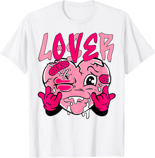 Pink Loser Lover Pink Drip Heart Matching Women T-Shirt - T-Shirt | White