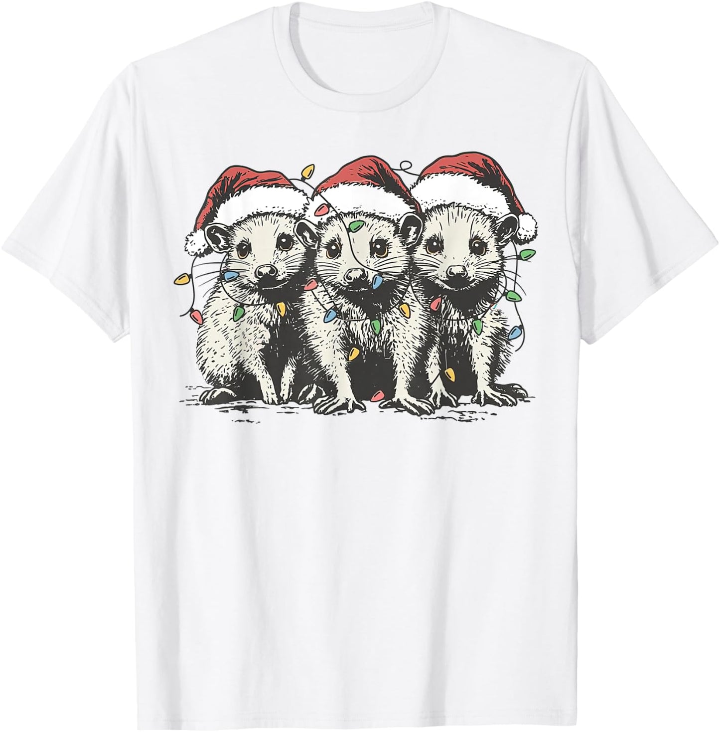Vintage Cute Opossum Possum Christmas Girls T-Shirt - T-Shirt | White