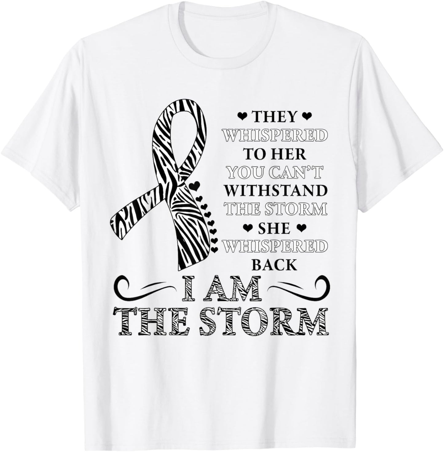 I'm The Storm zebra print Ribbon Carcinoid Cancer Awareness T-Shirt - T-Shirt | White