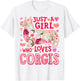 Corgi Just A Girl Who Loves Corgis Dog Flower Women Floral T-Shirt - T-Shirt | White