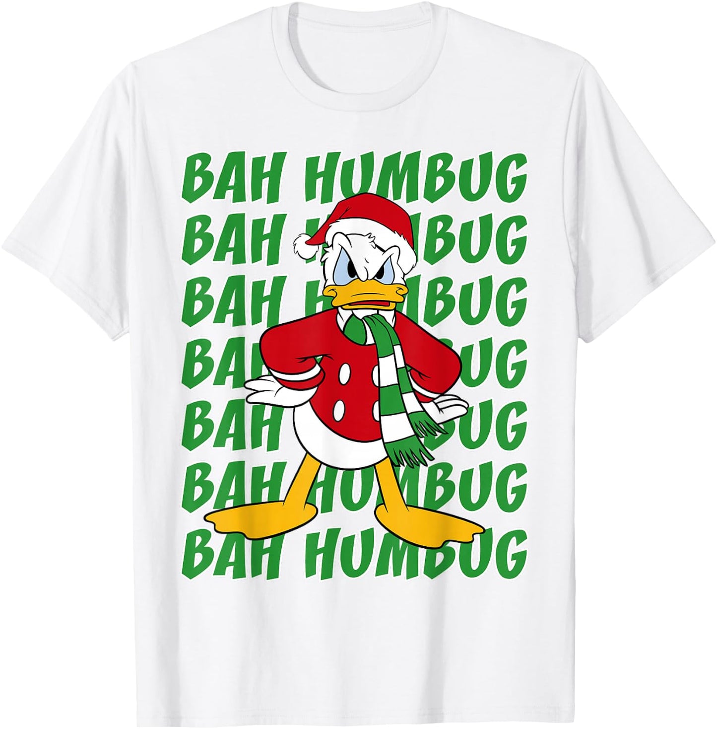 Disney Donald Duck Bah Humbug Christmas Text Stack T-Shirt - T-Shirt | White