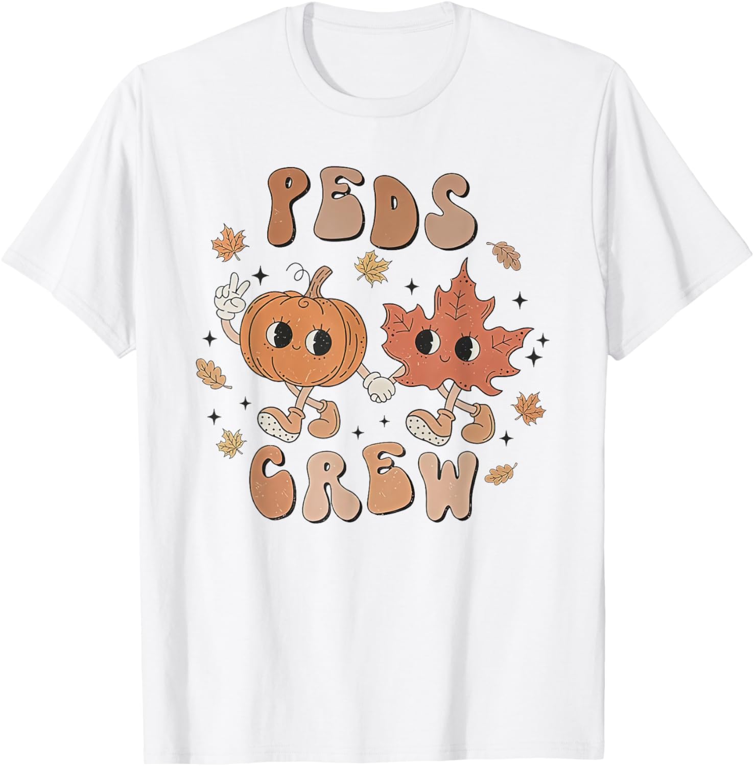 PEDS Crew Nurse etro Groovy Pumpkin Thanksgiving Pediatrics T-Shirt - T-Shirt | White