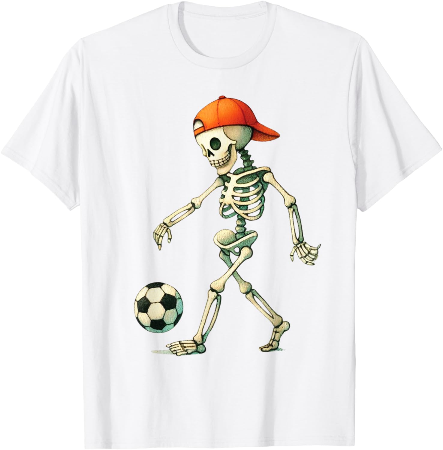 Skeleton Soccer Halloween Costume Funny Men Boys Kids T-Shirt - T-Shirt | White