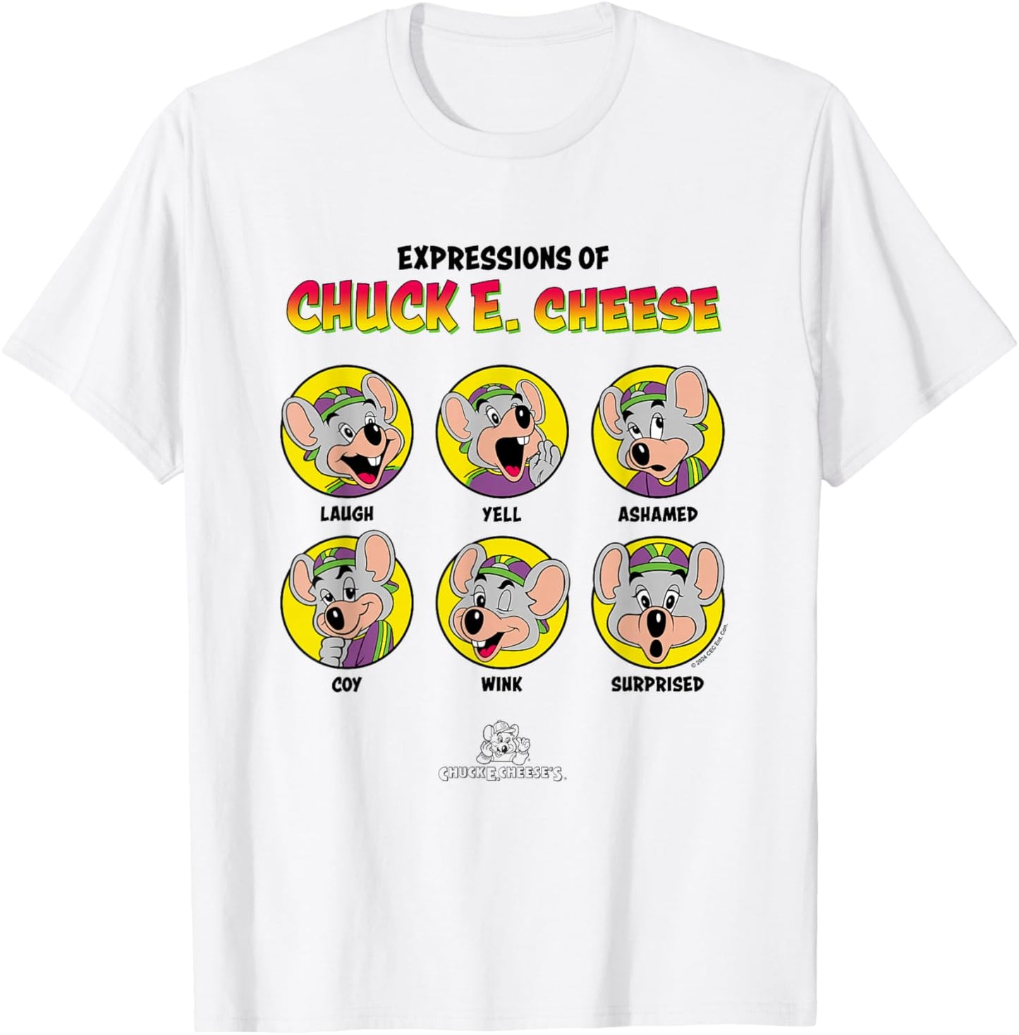 Chuck E. Cheese Expressions Of Chuck Big Chest Panels T-Shirt - T-Shirt | White
