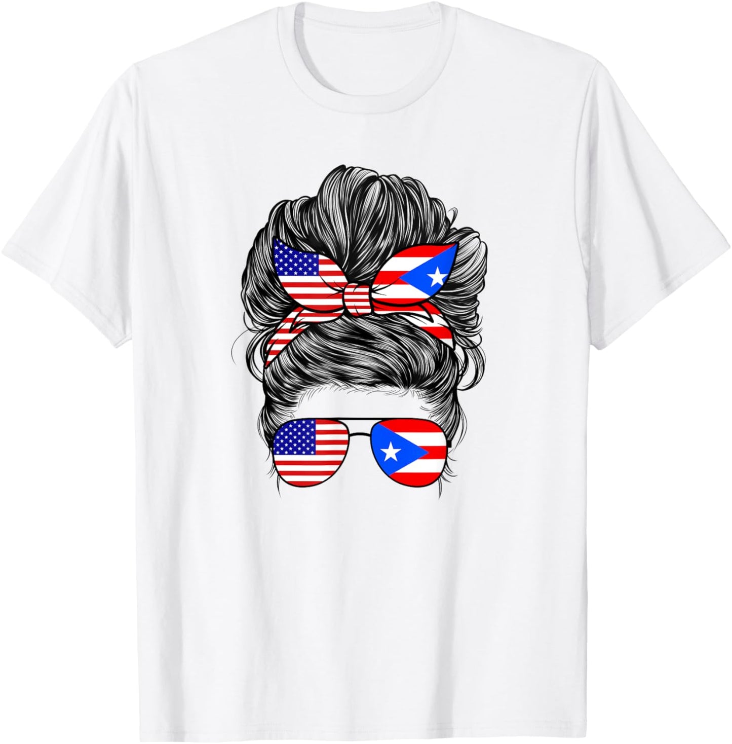 Half American And Puerto Rican Rico Flag Mix Girl Boricua T-Shirt - T-Shirt | White