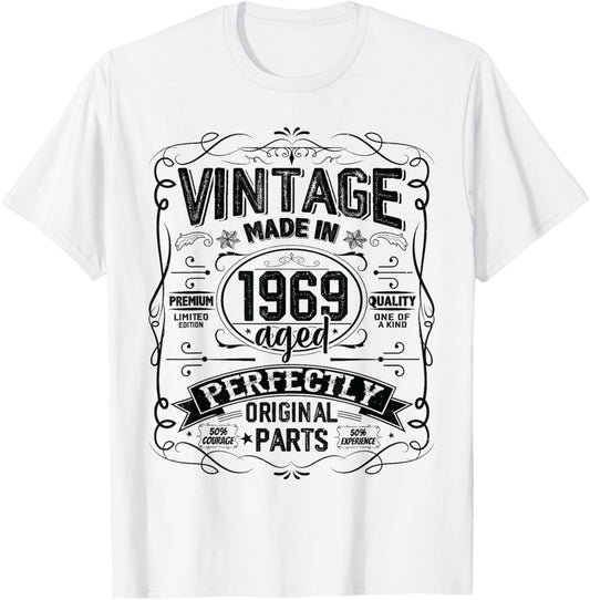 Vintage 1969 Classic 1969 Limited Edition Men Women Birthday T-Shirt - T-Shirt | White