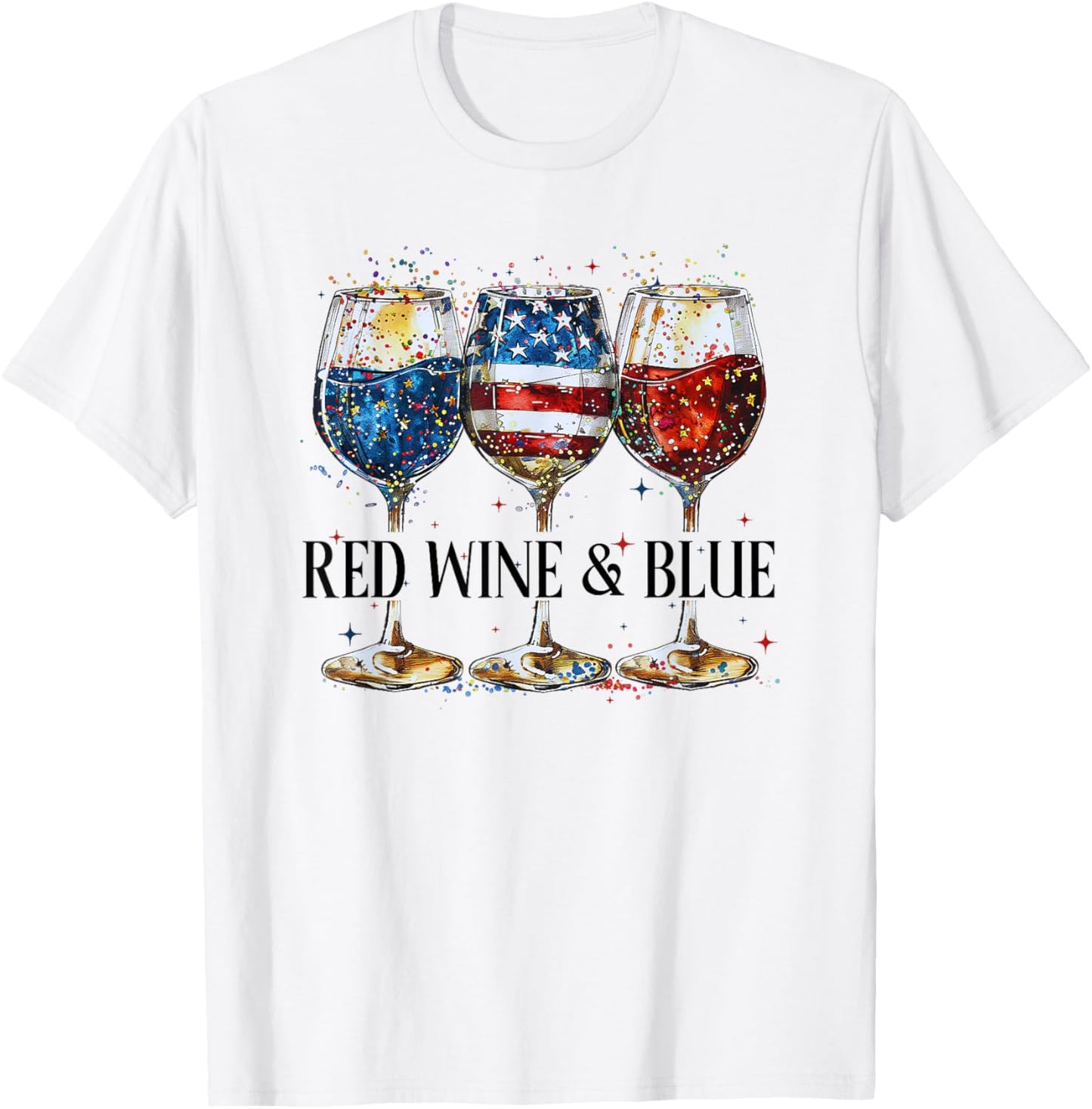 Red Wine and Blue T-Shirt - T-Shirt | White