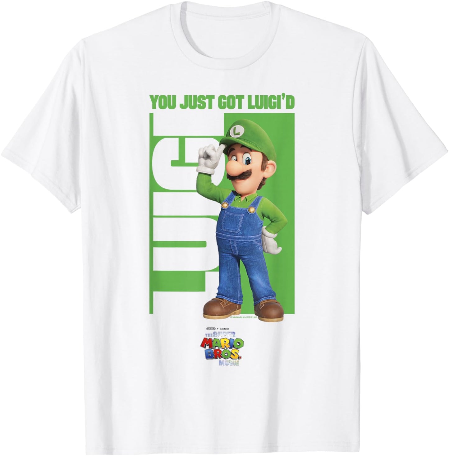 The Super Mario Bros. Movie Luigi You Just Got Luigi'd Logo T-Shirt - T-Shirt | White
