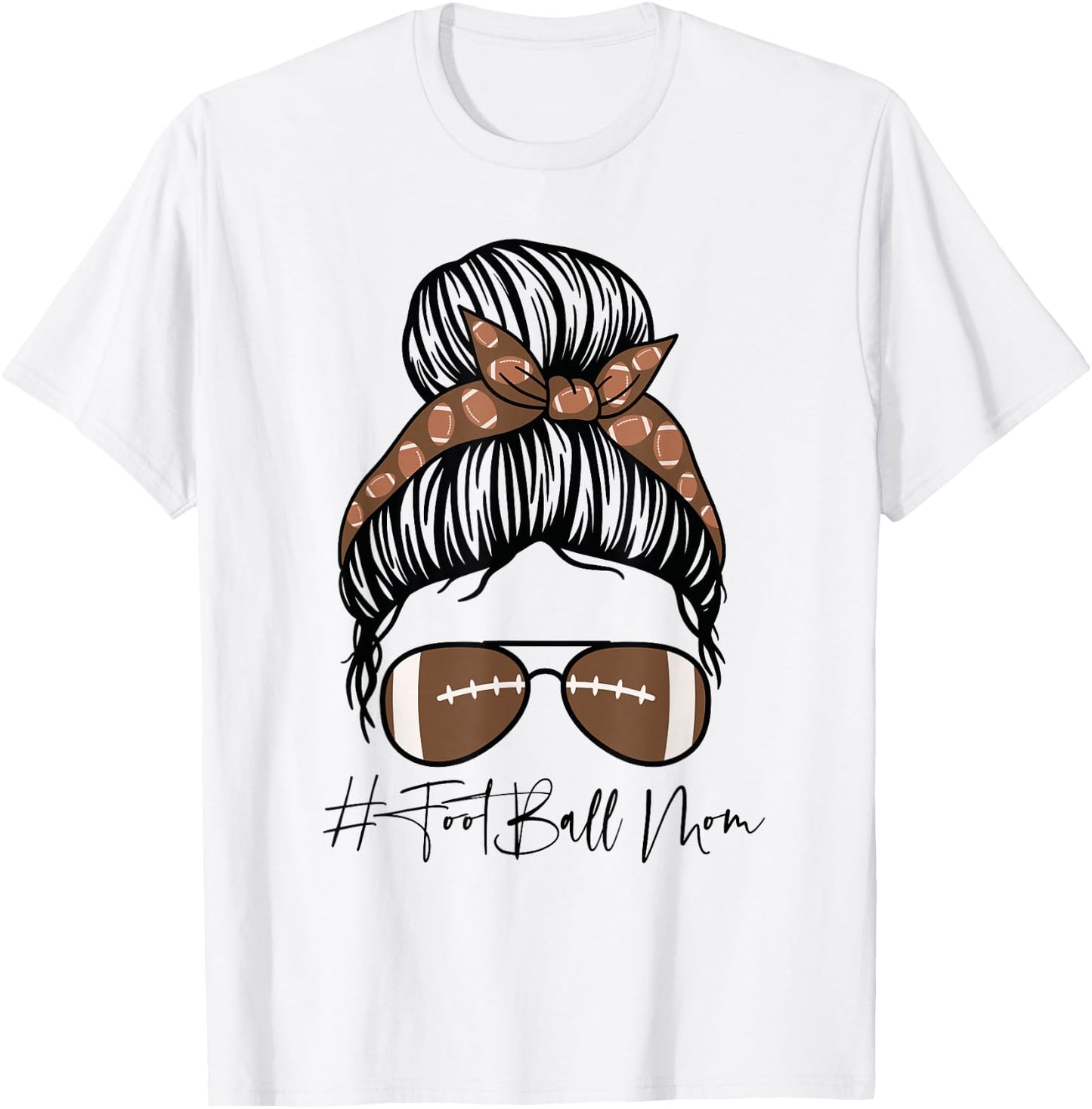 Football Mom Messy Bun T-Shirt - T-Shirt | White