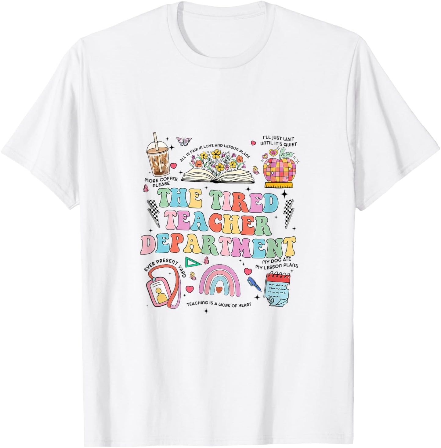 The Tired Teachers Department Retro Groovy Back To School T-Shirt - T-Shirt | White