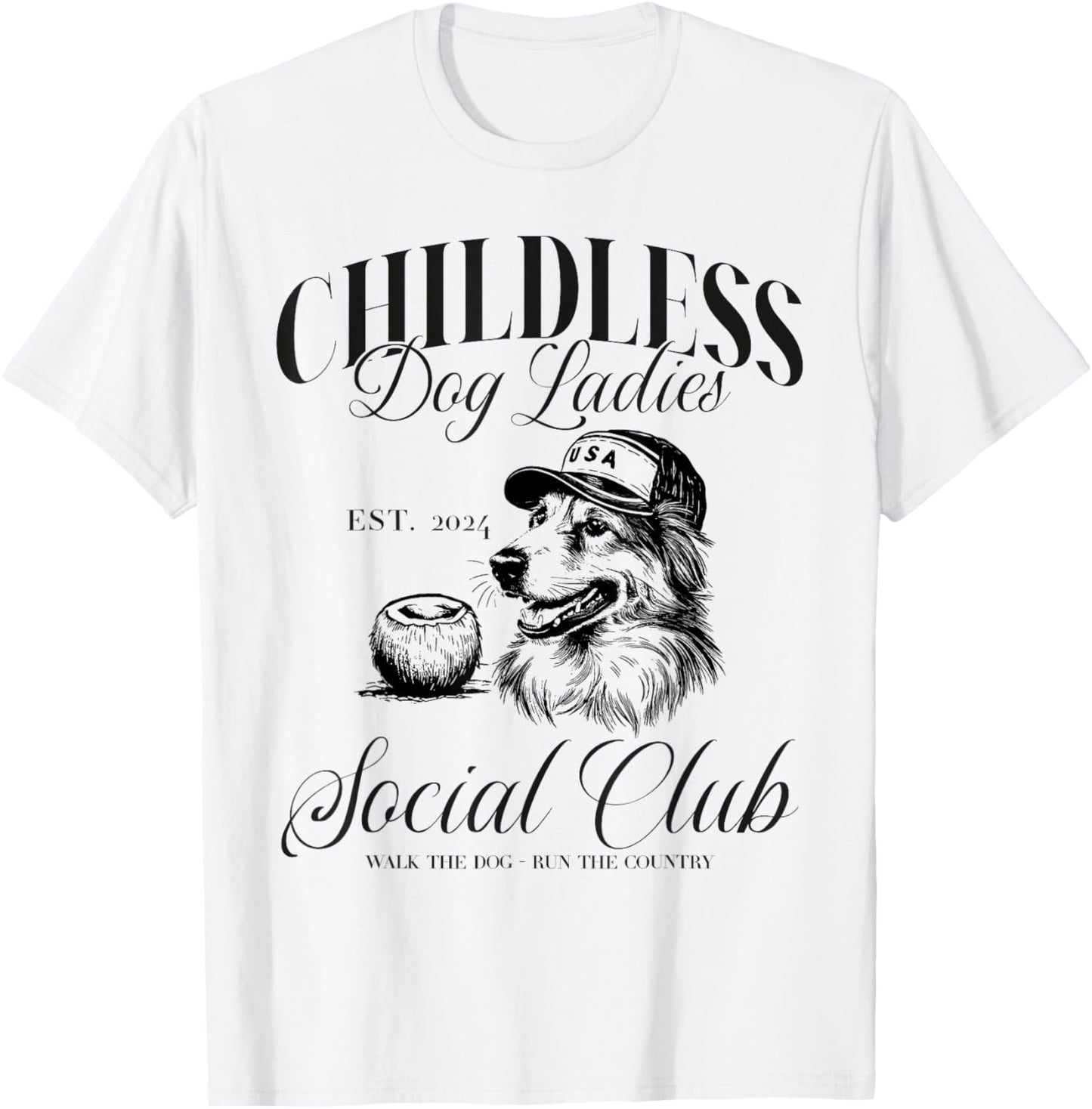 Childless Dog Lady Ladies USA Vintage 2024 T-Shirt - T-Shirt | White