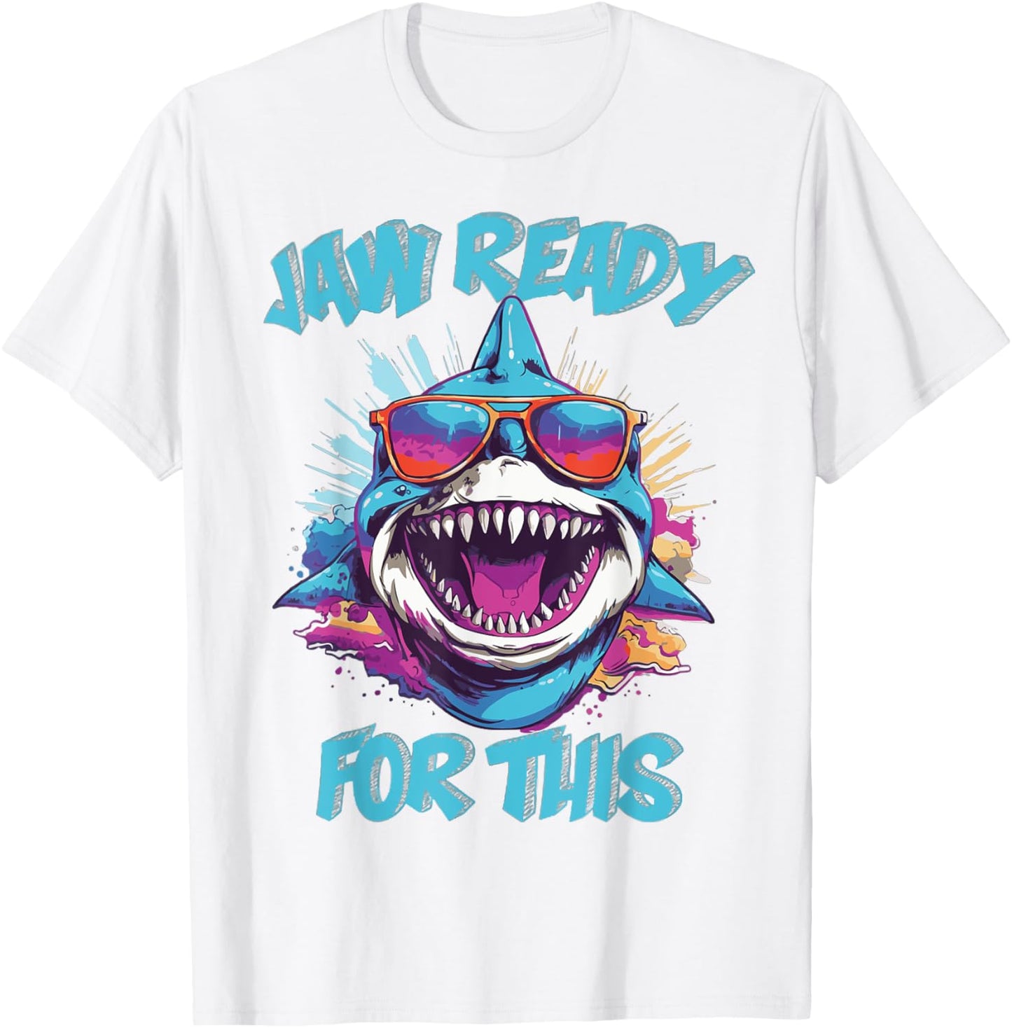 Jaw Ready For This Funny Shark Lover Pun Ocean Wildlife T-Shirt - T-Shirt | White