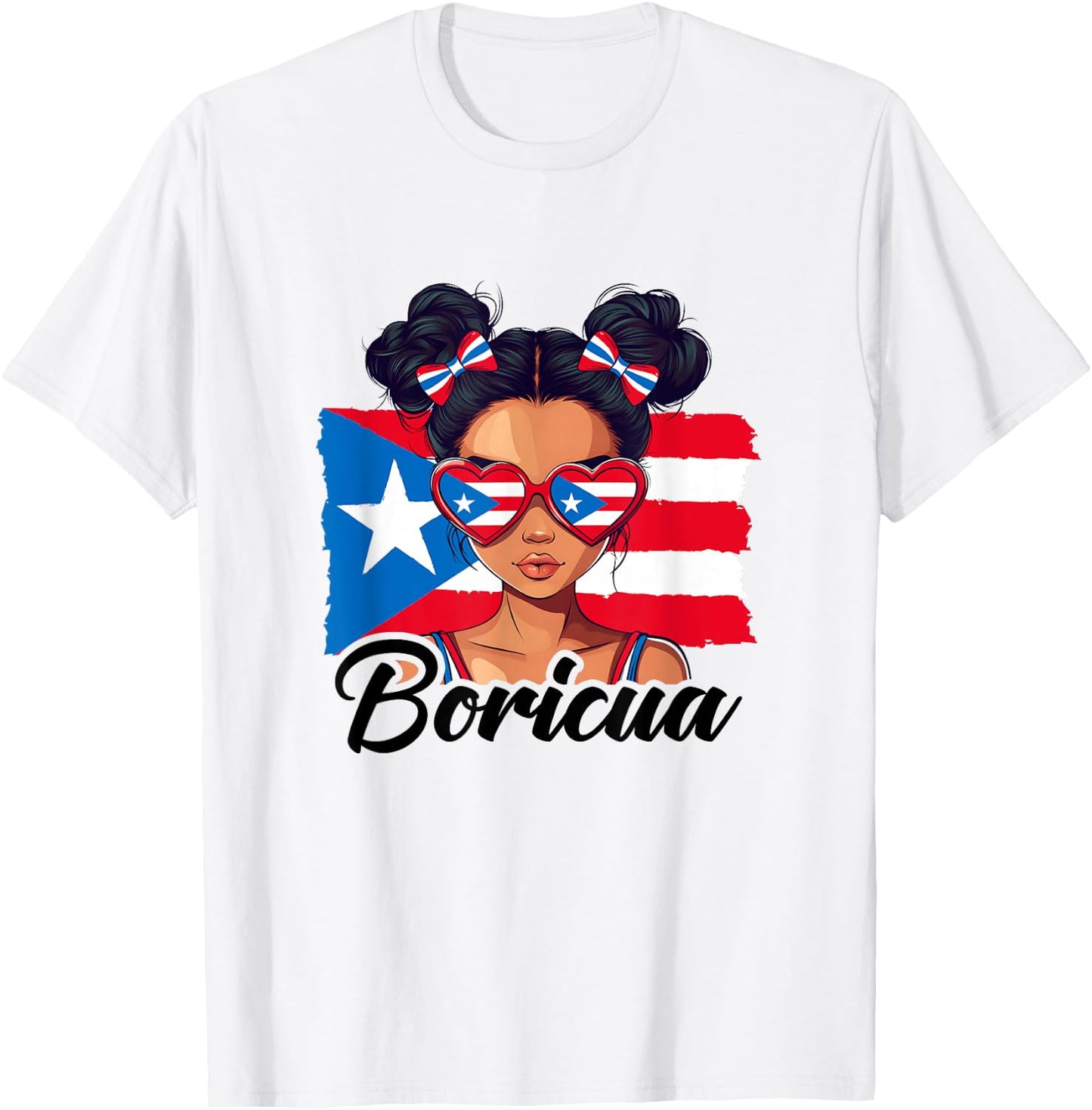 Puerto Rico Hispanic Heritage Messy Bun Puerto Rican Girls T-Shirt - T-Shirt | White