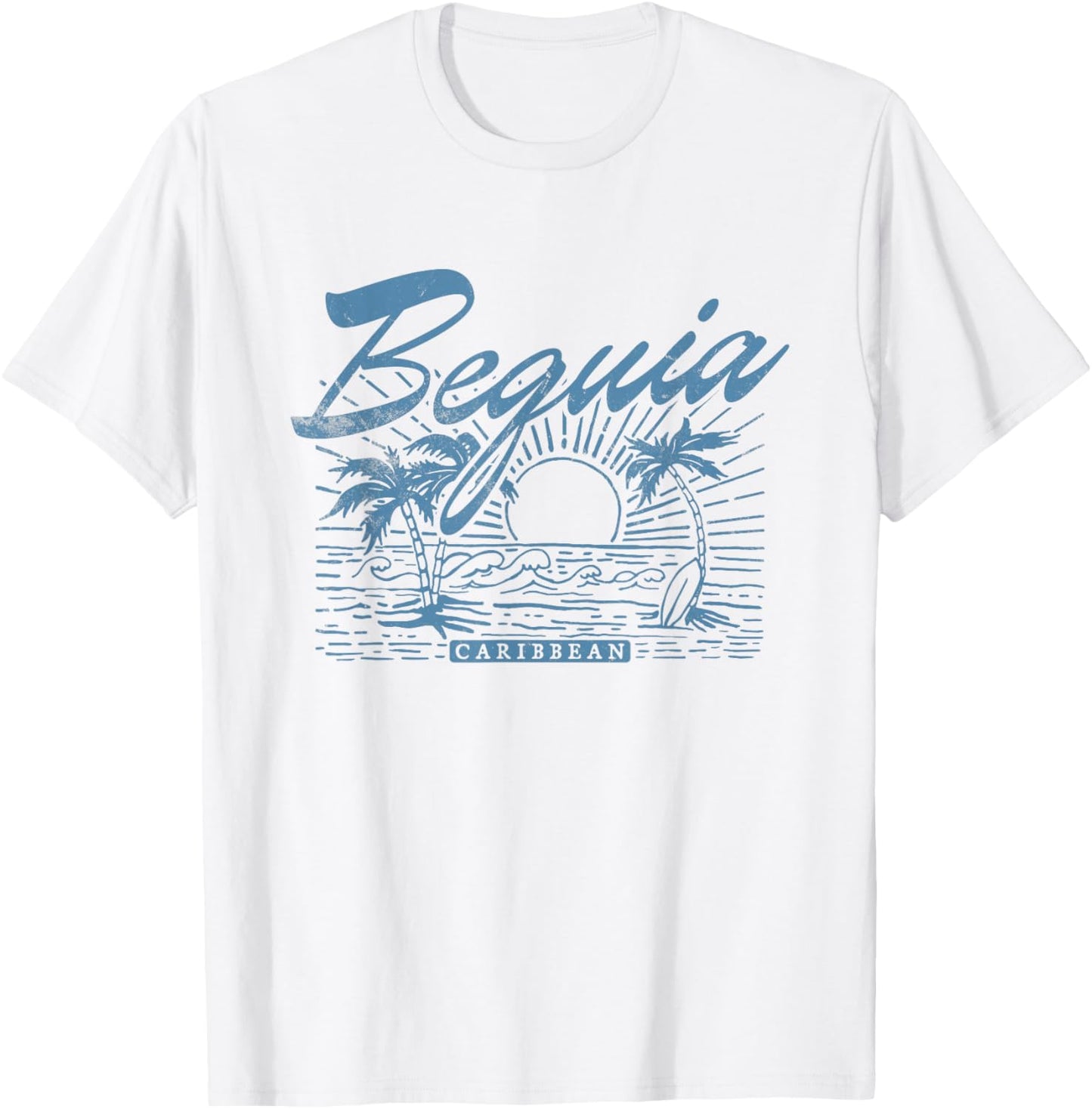 Bequia Caribbean Vintage Distressed Beach T-Shirt - T-Shirt | White