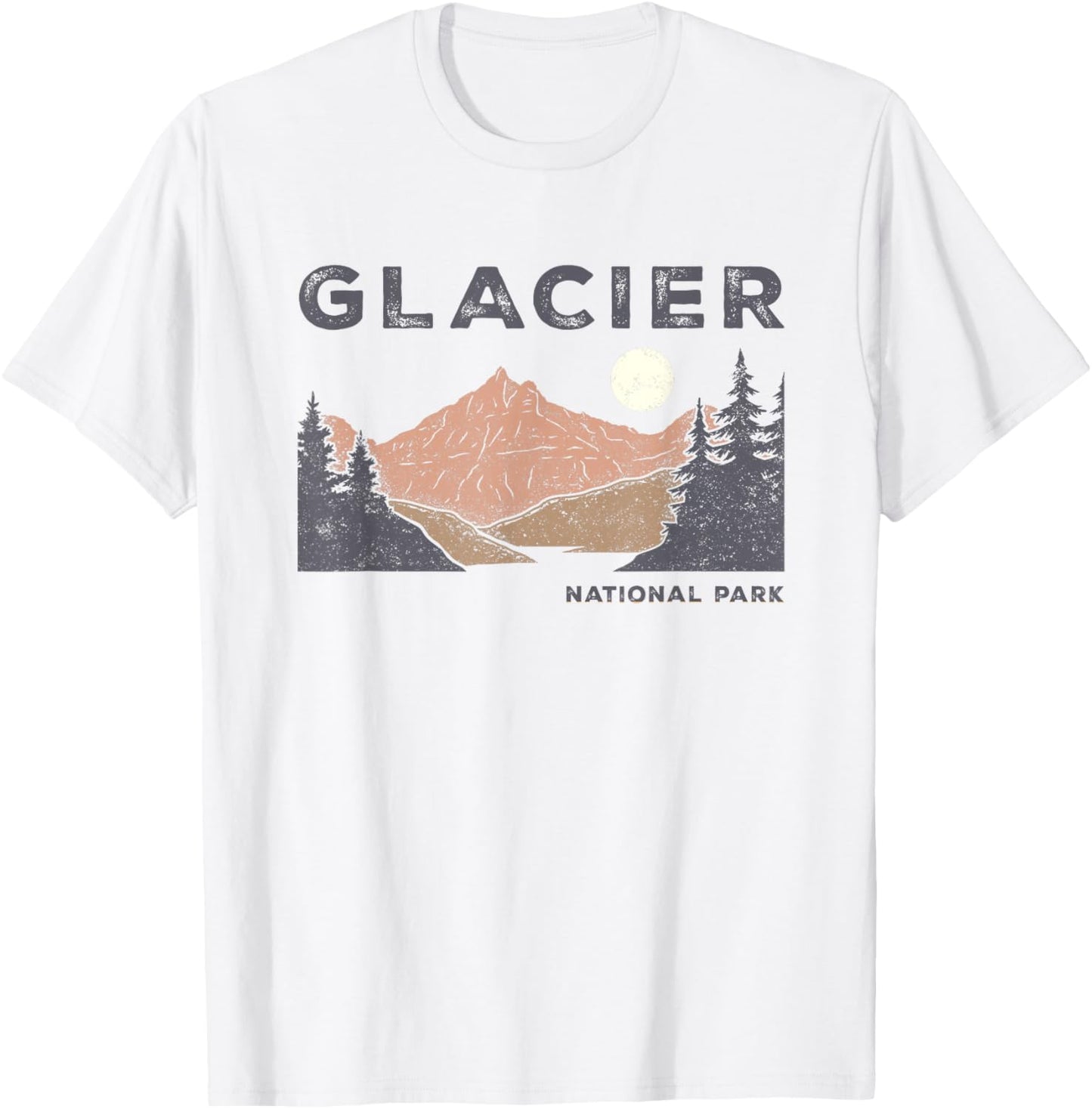 Retro Glacier National Park Montana Vintage T-Shirt - T-Shirt | White