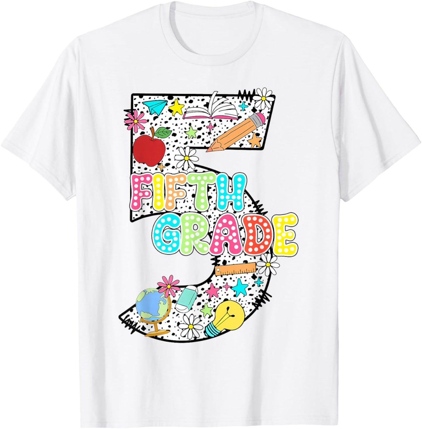 Number 5 Fifth Grade Hello 5th Grade Squad Teacher Student Men Women Kids T-Shirt - T-Shirt | White