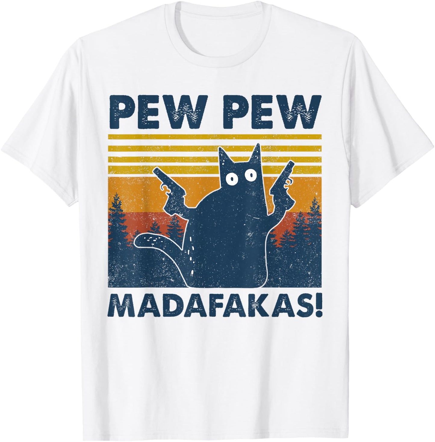 Vintage Cats Pew Pew Madafakas Funny Crazy Cat Lovers Gifts Small T-Shirt - T-Shirt | White